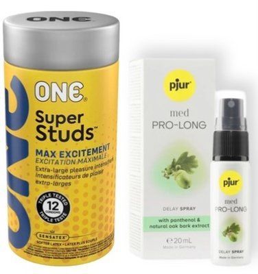 Набор 12 шт ONE Super Studs + pjur MED Prolong Spray 20 мл SOS9028 фото