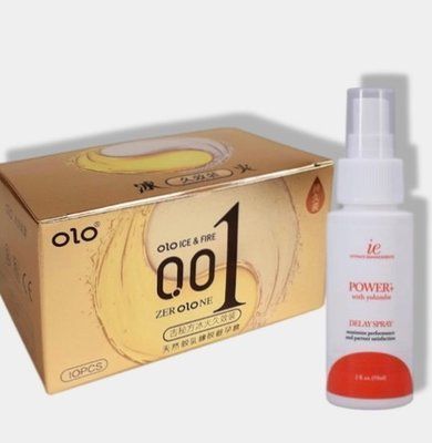 OLO 0.01 Ice Durable Gold 10 шт + Пролонгатор Doc Johnson Power Delay Spray (59 мл) SOS5953 фото
