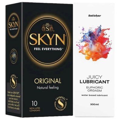 Комплект Лубрикант Satisfyer Juicy Lubricant Euphoric Orgasm 300 мл + SKYN Original 10 шт SOS12649 фото