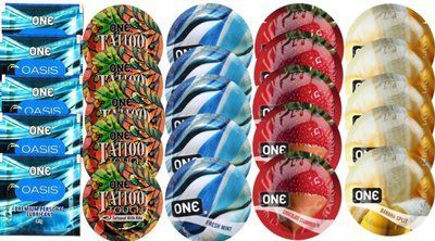 Набор из 25 шт One Oasis Premium + ONE Tattoo + ONEFreshMint + ONEChocolateStrawberry + ONEBanana SOS8478 фото