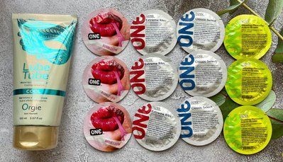 Набір 12 шт ONE Classic, Extreme Ribs, Flavor Waves, Glowing Pleasures + лубрикант LUBE TUBE COOL, 150 мл ORGIE SOS2430 фото
