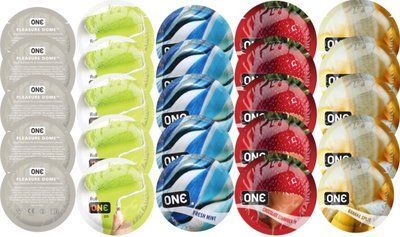 Набор с 25 шт ONE Pleasure Dome + ONE Color + ONE Fresh Mint + ONE Chocolate Strawberry + ONE Banana Split SOS8277 фото