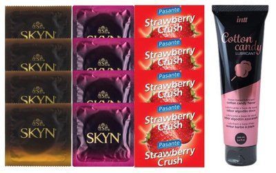 Комплект: Лубрикант Intt Cotton Candy (100мл) +8 шт. SKYN+4 шт. Pasante Strawberry Crush SOS10440 фото