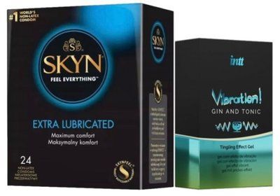 Набор из SKYN Extra Lube (24 шт) + Жидкий вибратор Intt Vibration Gin Tonic (15 мл) SOS10088 фото