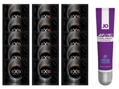 Комплект EXS Black Latex 15 шт + JO Arctic Cooling Clitoral Gel (10 мл) SOS14648 фото