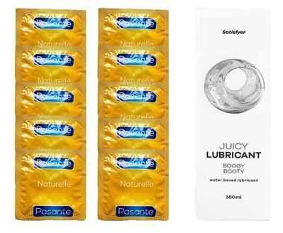 Набір: Pasante Naturelle 10 шт. + Лубрикант Satisfyer Satisfyer Boogy Booty (300 мл) SOS12047 фото
