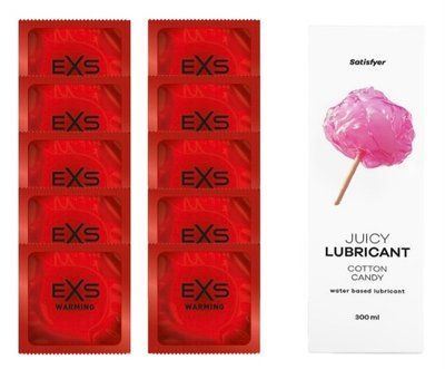 Комплект: EXS Warming 10 шт. + Лубрикант Satisfyer Cotton Candy 300 мл SOS11395 фото