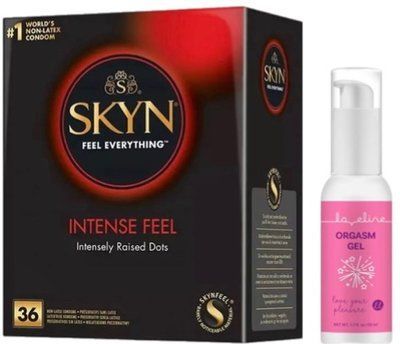 Набор из SKYN Intense Feel (36 шт) + Жидкий вибратор Loveline Orgasm Gel (50 мл) SOS9838 фото