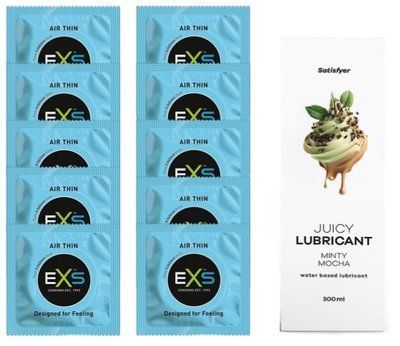 Набір: EXS Air Thin 10 шт. + Лубрикант Satisfyer Minty Mocha 300 мл SOS11191 фото
