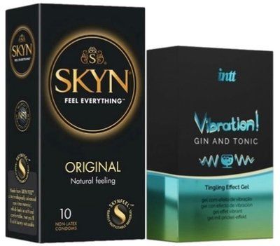 Набор из SKYN Original (10 шт) + жидкий стимулятор Intt Vibration Gin Tonic (15 мл) SOS9888 фото
