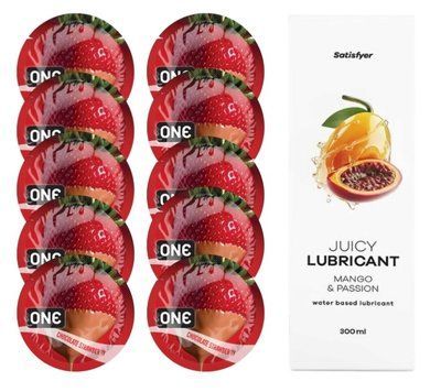 ONE Chocolate Strawberry 10 шт. + Лубрикант Satisfyer Mango & Passion 300 мл SOS12447 фото