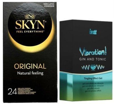Набор из SKYN ORIGINAL 24 шт. + Жидкий вибратор Intt Vibration Gin Tonic (15 мл) SOS9988 фото