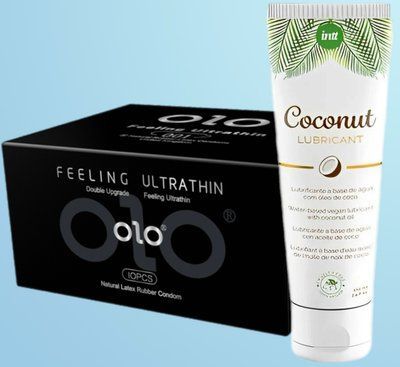 Набір OLO - ультратонкі -001 ( 10 штук) + Лубрикант Intt Coconut (100 мл) SOS4491 фото