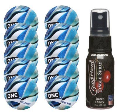 Комплект ONE Fresh Mint 10 шт + Doc Johnson &ndash; Sweet Cherry, 29 мл SOS13800 фото