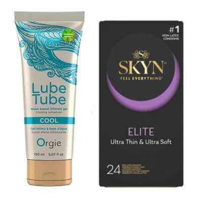 Набір Skyn Elite 24 шт + Лубрикант LUBE TUBE COOL, 150 мл ORGIE SOS4329 фото