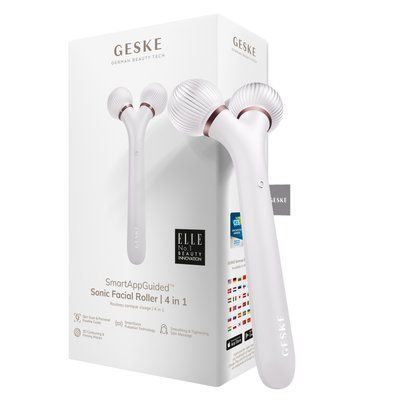 Електронний ультразвуковий ролик для обличчя GESKE Sonic Facial Roller 4в1 starlight HB0176 фото
