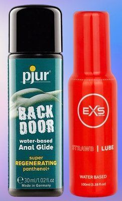 Набір лубрикантів pjur backdoor Regenerating 30 мл + EXS Strawberry Lube Water Based 100 мл LB538 фото