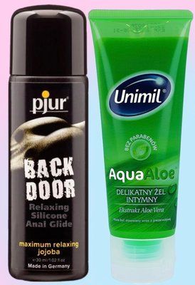 Набір лубрикантів pjur backdoor anal Relaxing jojoba silicone 30 мл + Unimil Aloe 80 мл LB837 фото