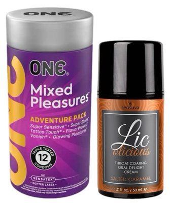 Комплект 12 шт ONE Mixed Pleasures + Гель Sensuva Lic-o-licious Salted Caramel (50 мл) SOS6102 фото