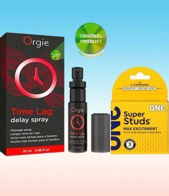 Пролонгатор для чоловіків Time Lag, 25 мл. ORGIE + ONE Super Studs Triple Set 3 шт SOS6683 фото