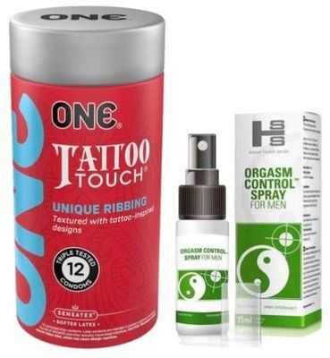 Набор из ONE Tattoo Touch Pack 12 шт + Пролонгатор SEXUAL HEALTH SERIES ORGASM CONTROL SPRAY, 15 МЛ SOS9429 фото