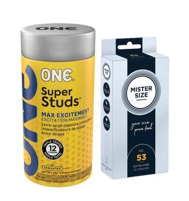ONE Super Studs Pack &ndash; 12 шт и Mister Size - Pure Feel - 53 (10 шт) SOS985 фото