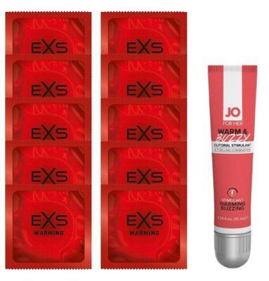 Комплект EXS Warming 10 шт + System JO WARM & BUZZY 10 мл SOS14302 фото