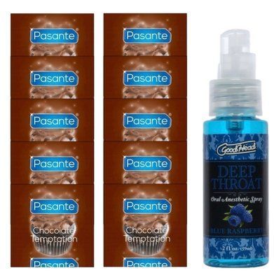 Pasante Chocolate Temptation 10 шт + Doc Johnson DeepThroat Spray &ndash; Blue Raspberry (59 мл) SOS14001 фото