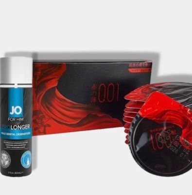 OLO RedBlack 10 шт + Пролонгатор JO Prolonger Spray with Benzocaine (60 мл) SOS6003 фото