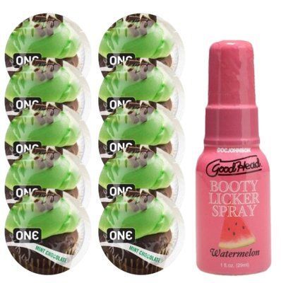 Комплект ONE Mint Chocolate 10 шт + Doc Johnson GoodHead Booty Licker Spray Watermelon (29 мл) SOS13851 фото