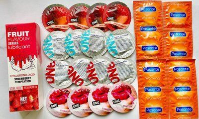 Набор 24 шт ONE Flavor Waves, Super Sensitive, Extreme ribs + Pasante Warming + Гель-лубрикант OLO 120 мл SOS1730 фото