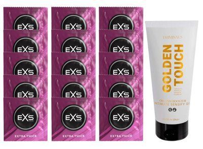 Комплект EXS Extra Thick 15 шт + Driminals Golden Touch Orgasm Booster SOS14693 фото