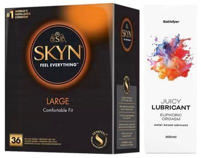 Комплект Лубрикант Satisfyer Juicy Lubricant Euphoric Orgasm 300 мл + SKYN Large 36 шт SOS12650 фото