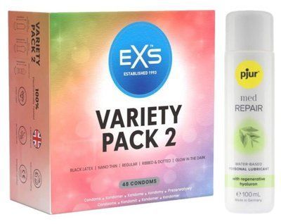 Набір EXS Variety pack 2 (48 шт) + pjur MED Repair Glide 100 мл SOS13400 фото