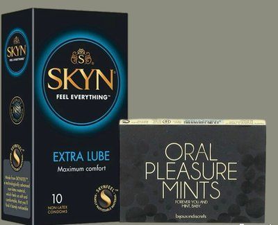 Набор Skyn ​​Extra Lube 10 штук + Мятные конфеты Bijoux Indiscrets Oral Pleasure Mints &ndash; Peppermint SOS5191 фото