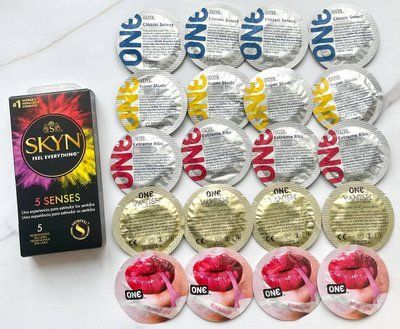 Комплект 25 шт - ONE Super Studs, Classic, Vanish, Extreme ribs, Flavor Waves + SKYN 5 Senses SOS1880 фото