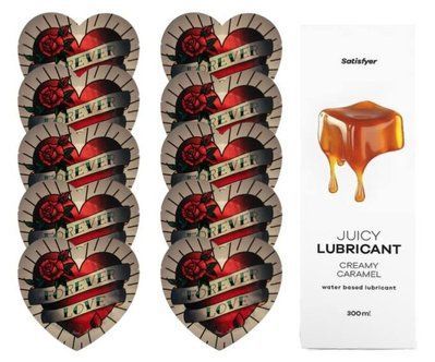 Комплект Pasante Heart 10шт. + Лубрикант Satisfyer Juicy Lubricant Creamy Caramel 300 мл SOS11548 фото