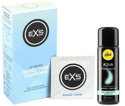 Набір EXS NANO Thin (12 шт) + pjur Aqua Panthenol 30 мл SOS13500 фото