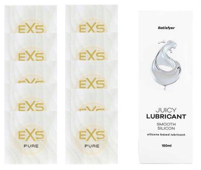 Комплект: з EXS Pure 10 шт + Лубрикант Satisfyer Juicy Smooth Silicon based 150 мл SOS11293 фото