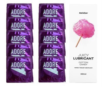 Набір: Pasante Adore 10 шт. + Лубрикант Satisfyer Juicy Lubricant Cotton Candy (300 мл) SOS12098 фото
