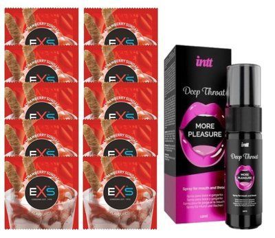 EXS STRAWBERRY SUNDAE 10 шт + Intt Deep Throat Oral Spray (12 мл) SOS14051 фото