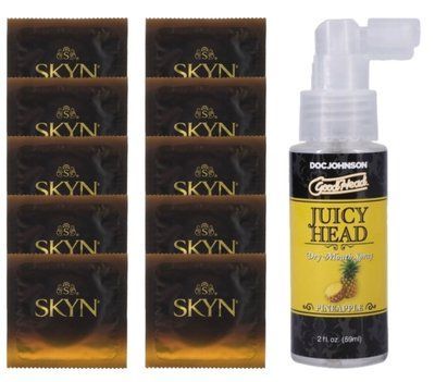 Комплект SKYN Passion Daiquiri 10 шт + Doc Johnson GoodHead &ndash; Juicy Head Dry Mouth Spray Pineapple (59 мл) SOS13650 фото