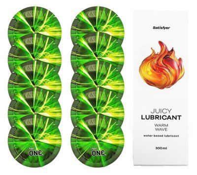 Комплект One Glowing 10 шт. + Лубрикант Satisfyer Juicy Lubricant Warm Wave (300 мл) SOS12198 фото
