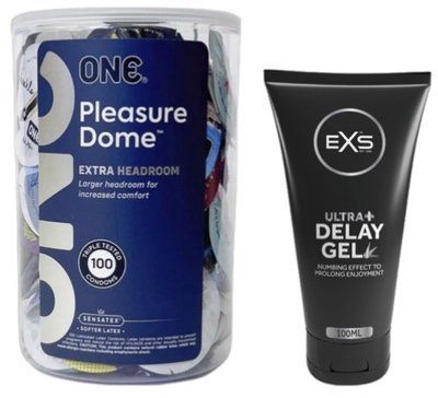 Набор из ONE Pleasure Dome, 100 шт + Пролонгатор EXS Delay Gel Ultra+ 100ml SOS9579 фото