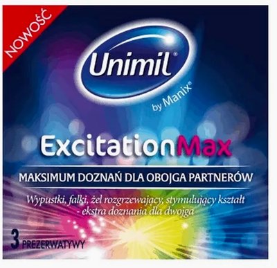Unimil Excitation Max Ribbed & Dotted Warming - ребристі, 3 шт UN1 фото