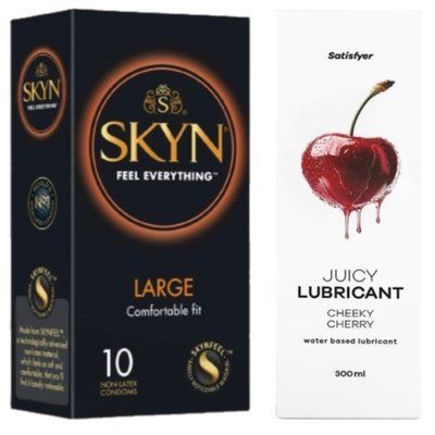 Набор Лубрикант Satisfyer Cheeky Cherry 300мл + SKYN Large 10 шт. SOS12800 фото