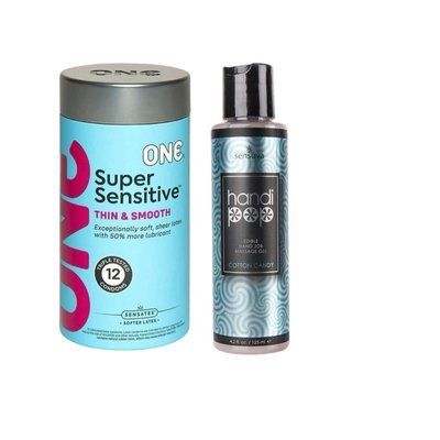 ONE Super Sensitive Pack 12 шт.+ гель Sensuva &mdash; Handipop Cotton Candy (125 мл) SOS6506 фото