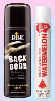 Набір лубрикантів pjur backdoor anal Relaxing jojoba silicone 30 мл+ Wet Oral Play Watermelon (30 мл) LB738 фото