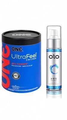 ONE UltraFeel 2-in-1 Pack 40 шт и Лубрикант OLO Охлаждающий 60 мл в подарок SOS736 фото