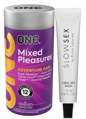 Комплект 12 шт ONE Mixed Pleasures + Стимулювальний бальзам Bijoux Indiscrets Slow Sex Oral sex balm SOS6103 фото